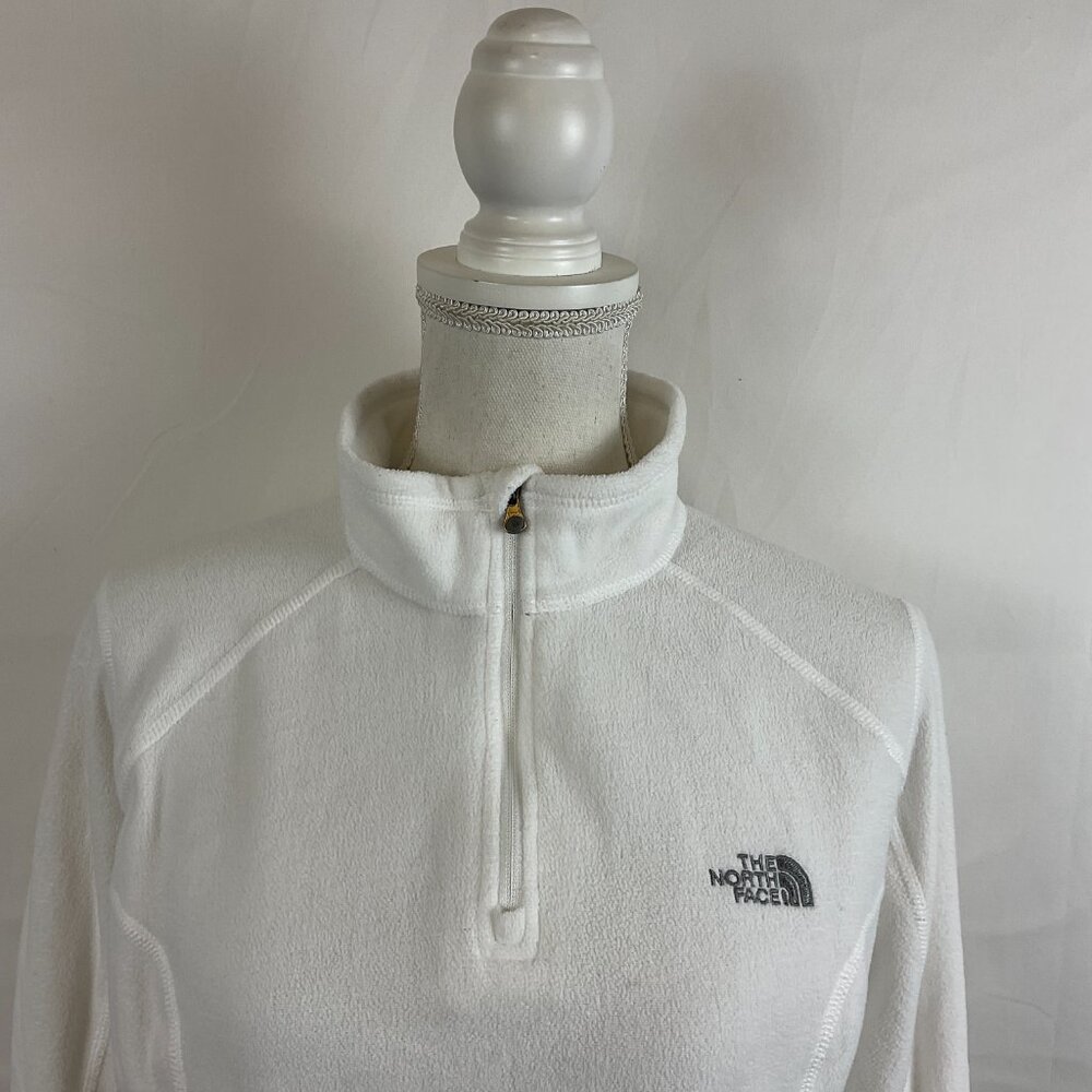 The North Face Fleece Pullover Women's L White Long Sleeve Quarter Zip - Picture 2 of 13